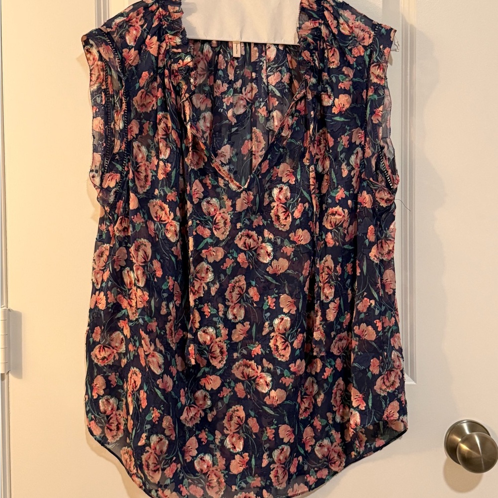 Rebecca Taylor Sleeveless Top - Navy and Pink